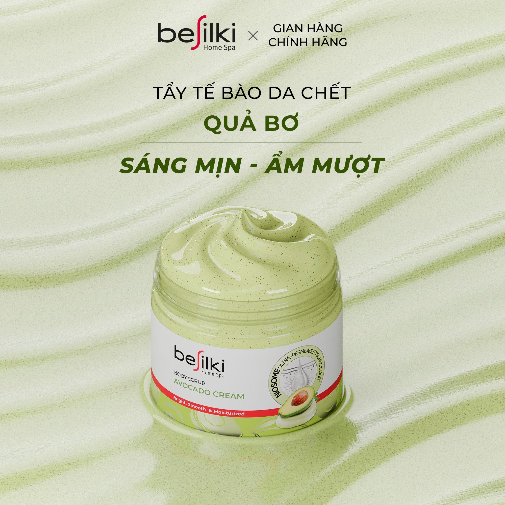  Tẩy tế bào da chết body Besilki kem bơ nghiền nguyên trái 170ml 