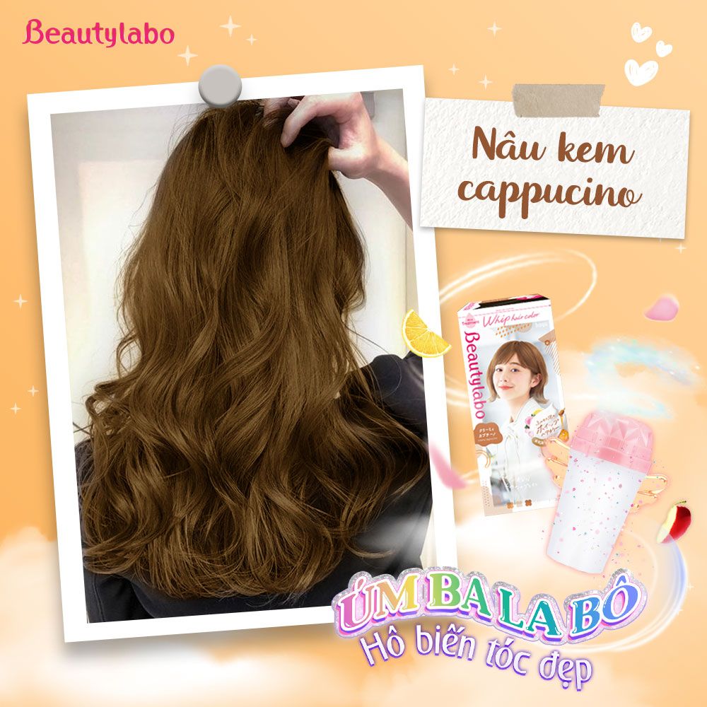  Nhuộm tạo bọt Beautylabo Whip - Nâu Kem Cappuccino 