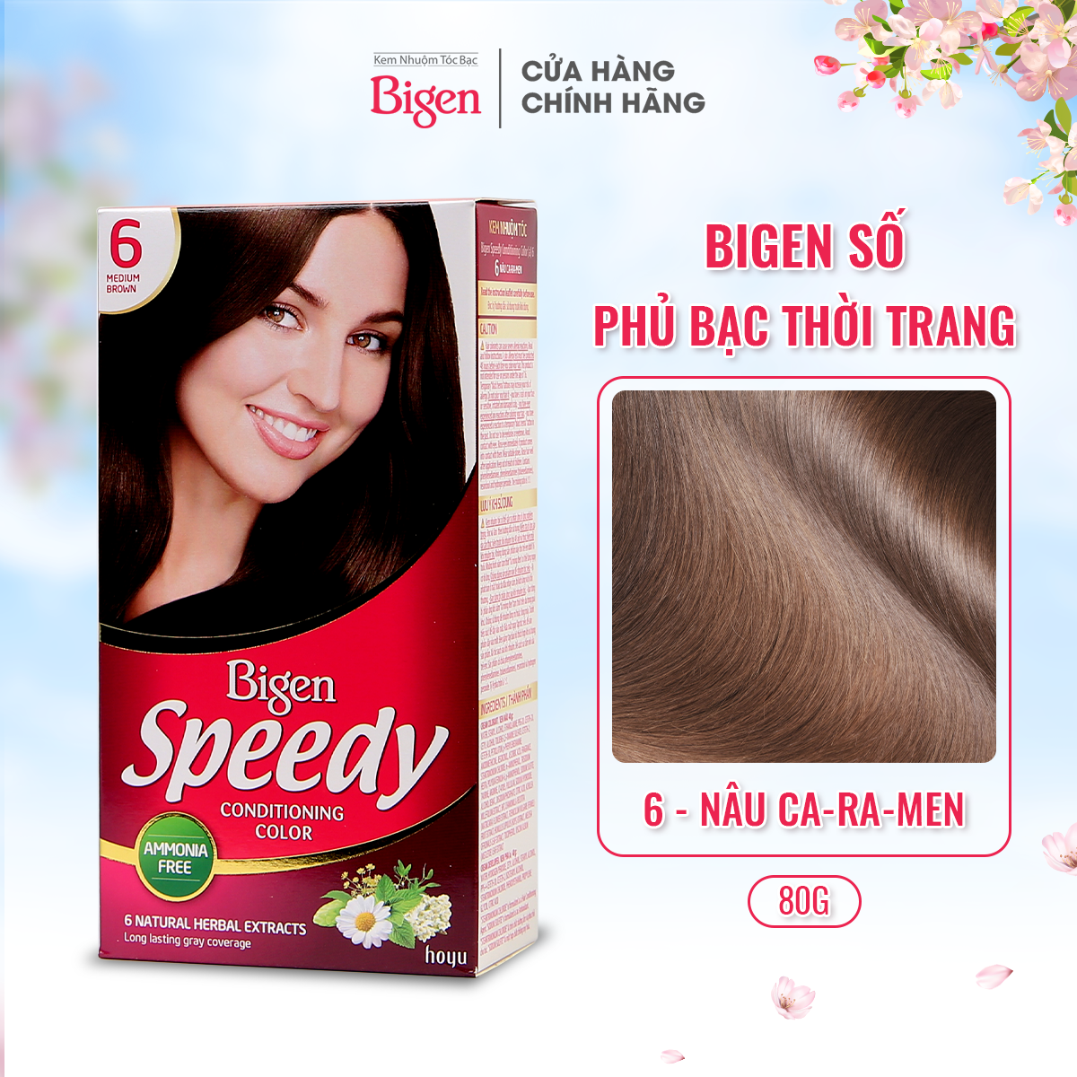  Kem Nhuộm Tóc Bigen Speedy - Số 6 Nâu Caramen 