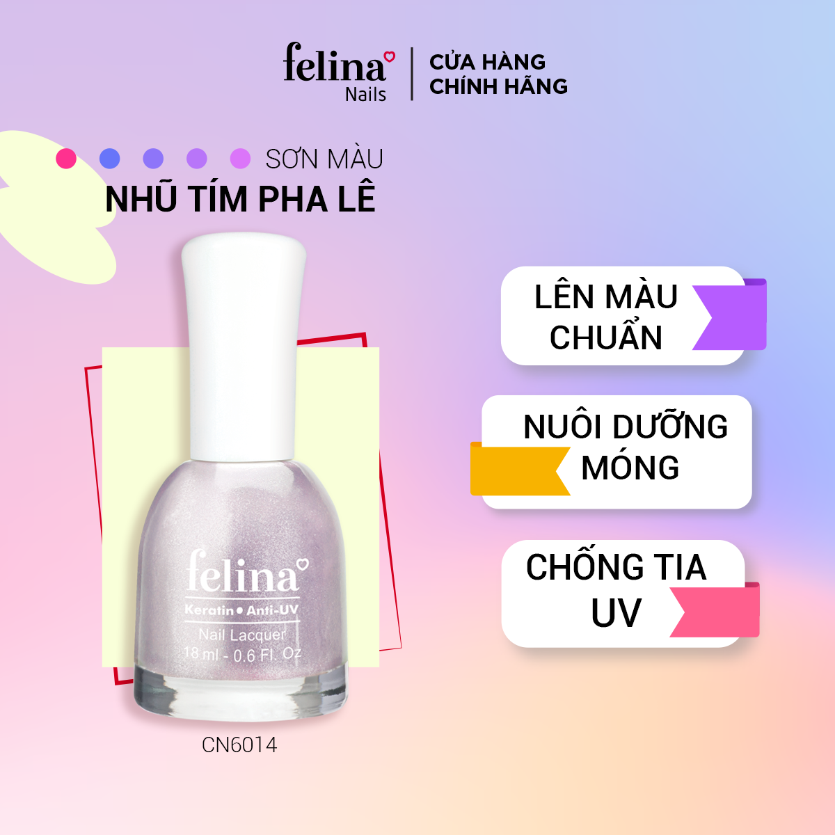  Sơn móng tay Felina Màu Nhũ Tím Pha Lê - CN6014- 81 