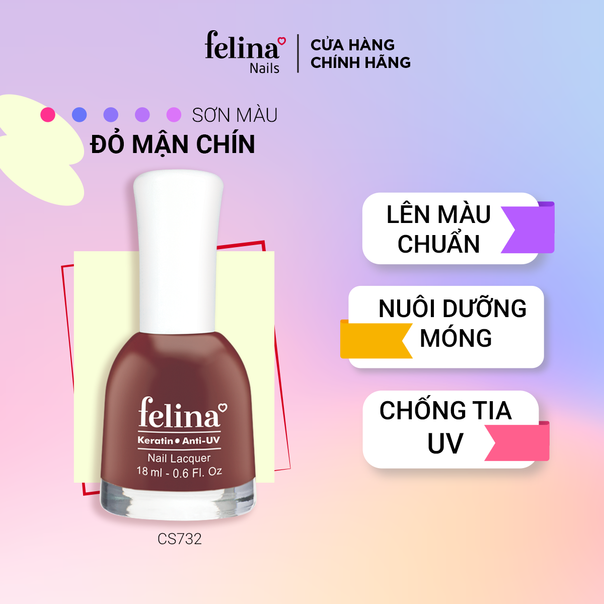  Sơn móng tay Felina đỏ mận chín - CS732 - 25 