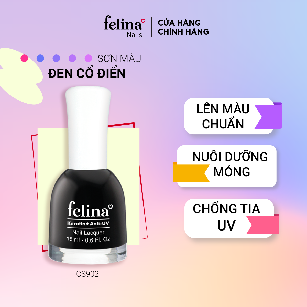  Sơn móng tay Felina Màu Đen Cổ Điển - CS902 - 24 