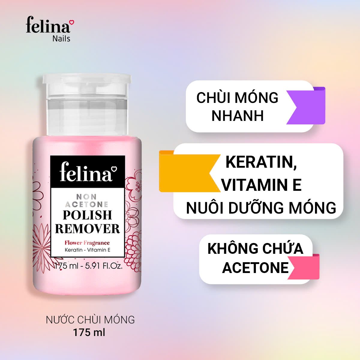 Nước chùi móng Felina cao cấp không Acetone