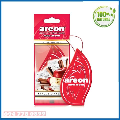 Lá thơm treo ô tô Areon Apple & Cinnamon - hương Táo Quế (Dịu Nhẹ - Tươi Mát - Chống Say Xe )