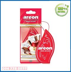 Lá thơm treo ô tô Areon Apple & Cinnamon - hương Táo Quế (Dịu Nhẹ - Tươi Mát - Chống Say Xe )