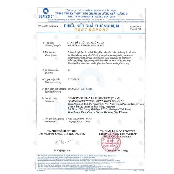 Chứng Nhận và Kiểm Định Chất Lượng thành phần tự nhiên