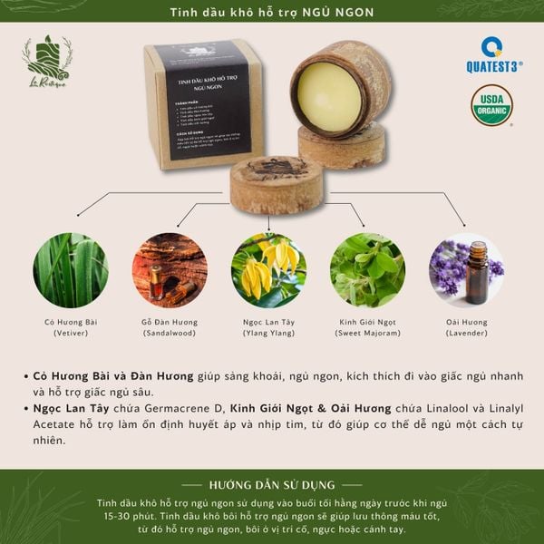 tinh dầu khô hỗ trợ ngủ ngon