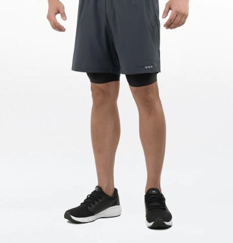 QUẦN SHORTS THỂ THAO CHO NAM MÀU XÁM WAVEWEAR ACTIVE STRETCH SPLIT SHORTS (CHARCOAL GREY) - SP1(CH)