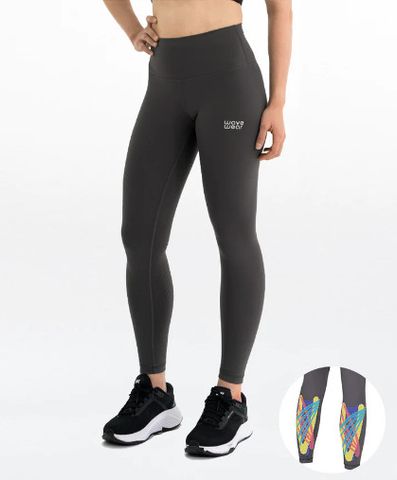 QUẦN THỂ THAO BÓ CƠ BẮP CHÂN CHO NỮ MÀU XÁM THAN WAVEWEAR CALF THERAPY TAPE COMPRESSION LEGGINGS Y10 (CHARCOAL GREY) - Y10(CH)