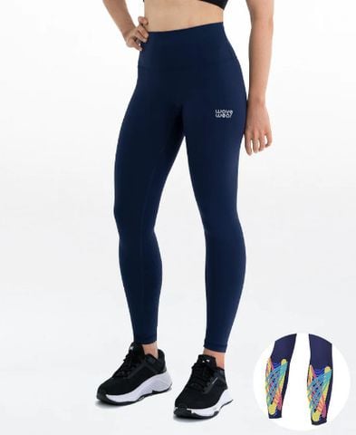 QUẦN THỂ THAO BÓ CƠ BẮP CHÂN CHO NỮ MÀU XANH WAVEWEAR CALF THERAPY TAPE COMPRESSION LEGGINGS Y10 (NAVY BLUE) - Y10(NB)