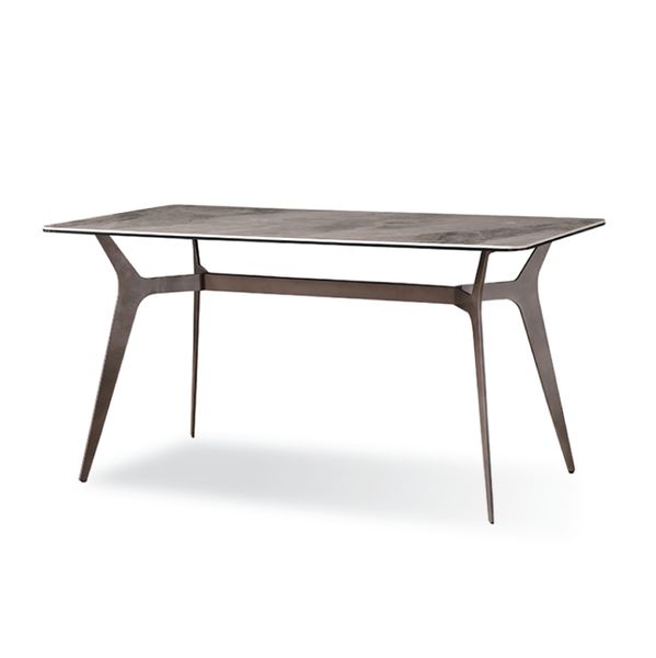  Bàn ăn, mặt ceramic Ý xám lợt, chân Metal, 160*80*73cm 