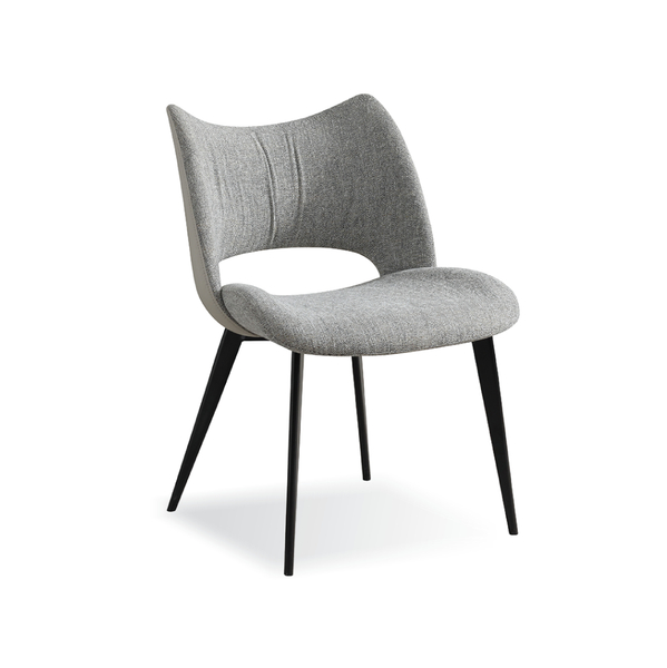  Ghế ăn, mặt trước vải xám, mặt sau giả da kem, chân metal đen, 54*58*82cm 