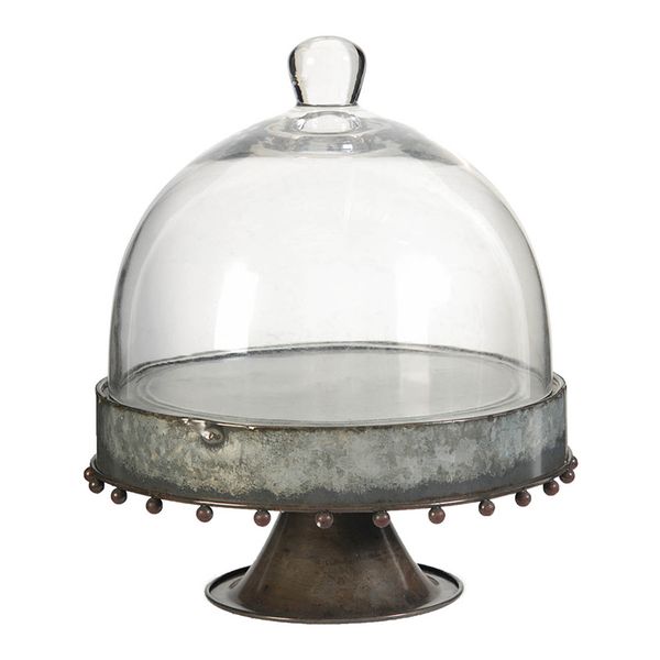  MÂM BÁNH SẮT CÓ CHÂN TRỤ + NẮP THỦY TINH 