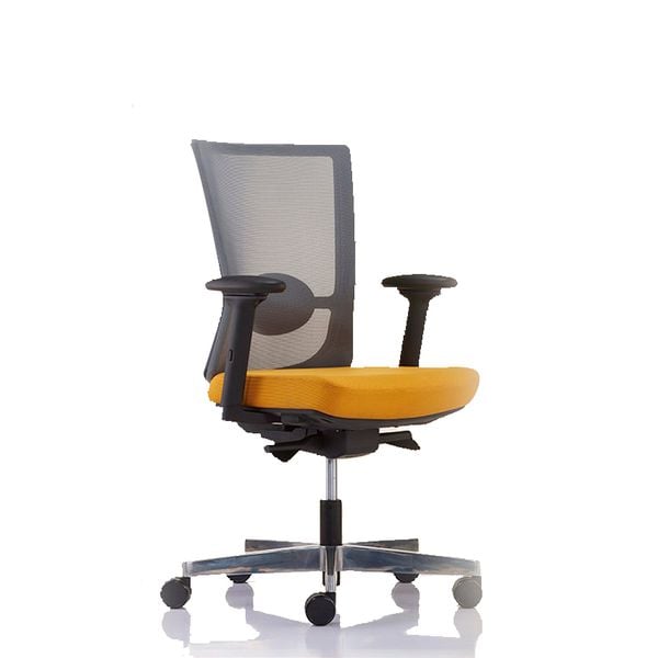  GHẾ VP LƯNG VỪA FORTE, CHÂN ALUMINIUM, LƯNG LƯỚI AK66 XÁM, NỆM VẢI BL417 XÁM 