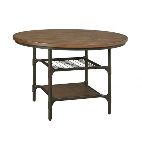  Bàn ăn, gỗ+KL, Tròn, 1146W*1146D*765H, Nâu, Casual 