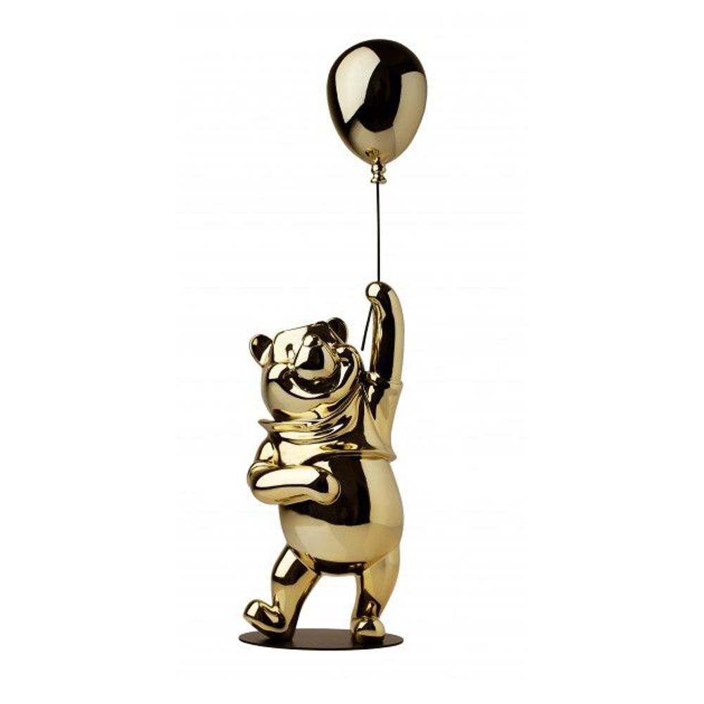  Tượng gấu Pooh, màu chromed gold, nhựa resin, 20.5 inches 