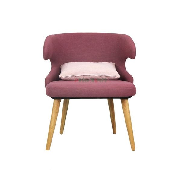  GHẾ THƯ GIÃN+ GỐI MÀU HỒNG ĐẬM CHÂN GỖ OAK 