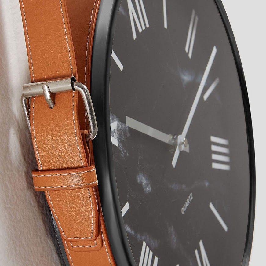  Đồng hồ treo tường MELLIE, bằng nhựa màu đen 