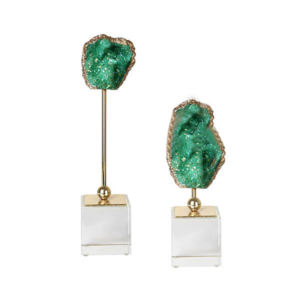  Đồ trang trí mã não, pha lê+kim loại, màu x.lá 