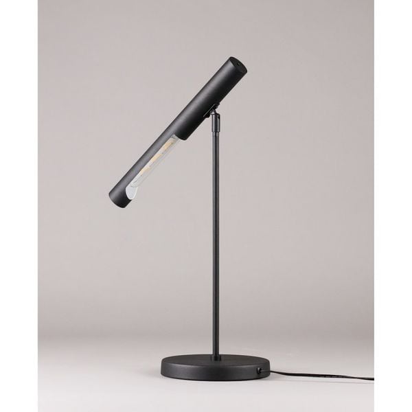  Đèn bàn khung thép sơn đen, đèn hình ống trụ khoét, 37*20*52 