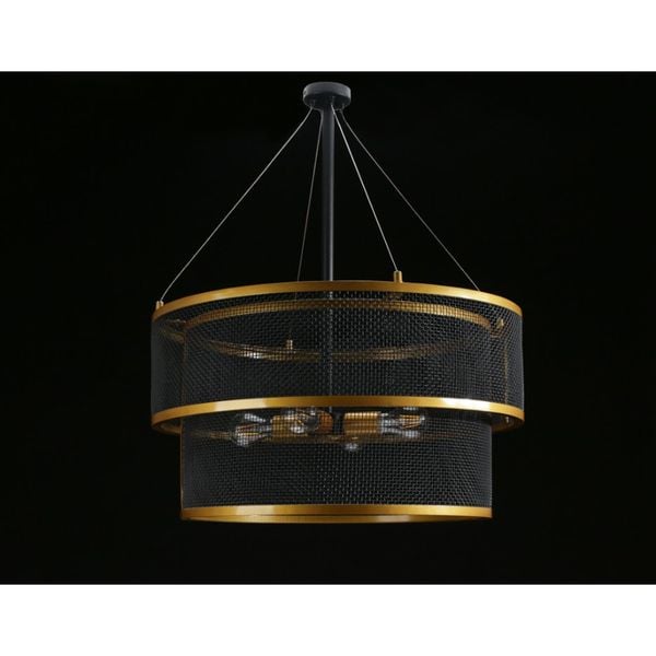  Đèn treo, 2 vòng thép lưới viền vàng ánh kim, 60*60*74.5 