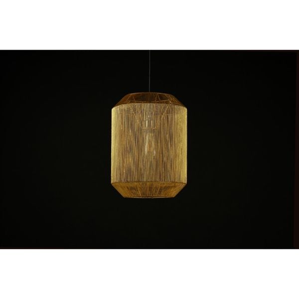  Đèn treo, chụp sợi thừng đan trụ, màu vàng, D40*50 