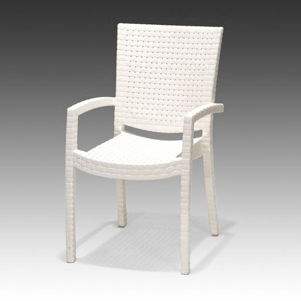  GHẾ NGOÀI TRỜI, CÓ TAY, NHỰA, TRẮNG 