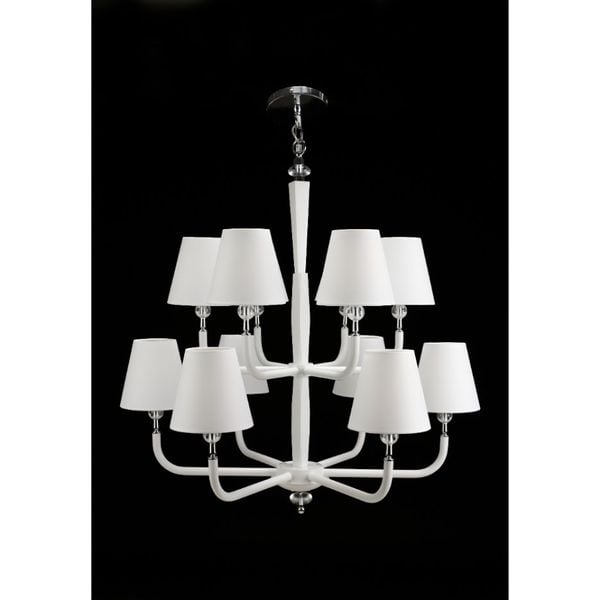  Đèn treo, khung thép trắng, 12 chụp nón vải trắng, 88*88*87 