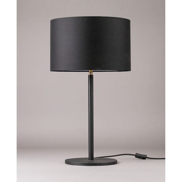  Đèn bàn, chụp vải tròn đen, thân trụ đơn màu đan, 40*40*73.2 