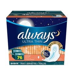 Băng Vệ Sinh Siêu Mỏng Có Cánh Ban Đêm Always Ultra Thin 38 Miếng, Mỹ