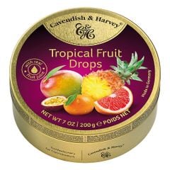 Cavendish & Harvey Kẹo Trái Cây Hộp Tròn Tropical Fruit Drops 200g