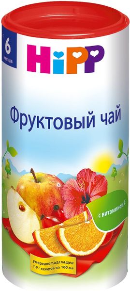Trà Bột Hipp vị Táo, Cam, Hoa Dâm Bụt 200g 6T, Nga