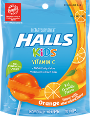 Kẹo Mút Halls Kids Bổ Sung Vitamin C Vị Cam 10 viên