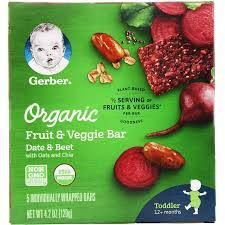 Bánh ăn dặm Gerber hữu cơ hạt chia, trái cây , củ dền 120g
