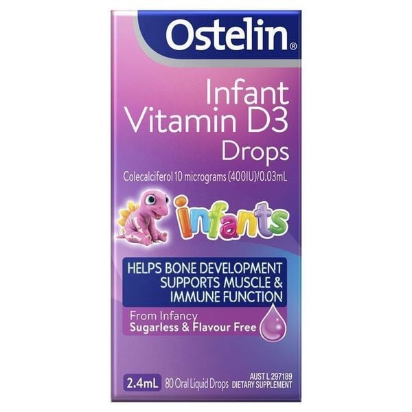 Bổ Sung Vitamin D3 Ostelin infant 2.4ml (Cho Bé Dạng Nhỏ Giọt), Úc