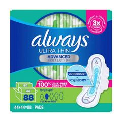 Băng Vệ Sinh Siêu Mỏng Có Cánh Ban Đêm Always Ultra Thin 44 Miếng, Mỹ