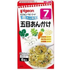 Bột Ăn Dặm Pigeon vị Cá, Mè, Rau Xanh, Rong Biển (3,2gx6) 7T, Nhật
