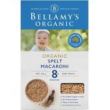 Nui Hình Ống Organic Bellamy's 200gr cho Bé 8 tháng, Úc