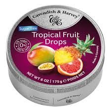 Cavendish & Harvey Kẹo Trái Cây Hộp Tròn Sugar Free Tropical Fruit 175g, Đức
