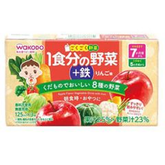 Nước Ép Wakodo vị Táo, Rau Củ 3x125ml, Nhật