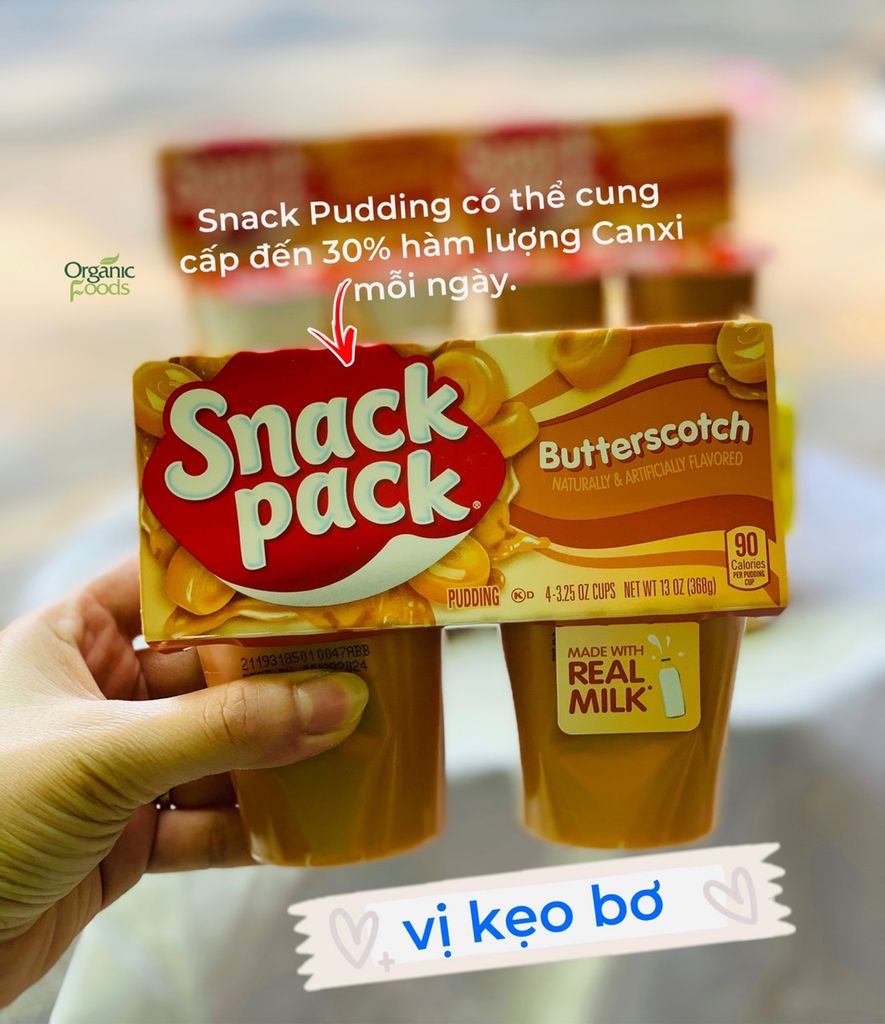 Váng Sữa Pudding  Snack Pack Butterscotch 92gr x 4 hủ 368gr Mỹ