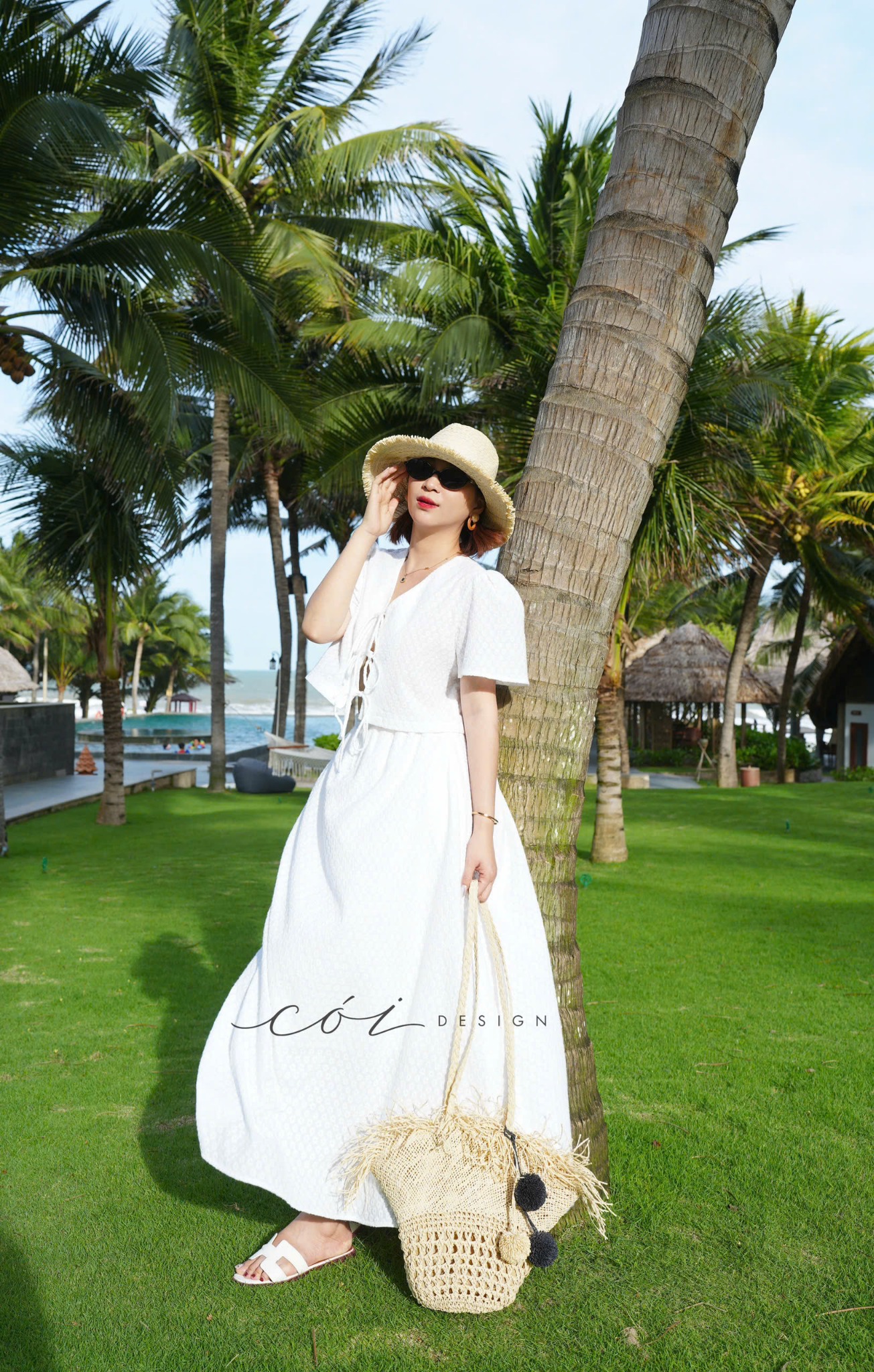 Áo cột nơ Cotton thêu Hàn Cói Design