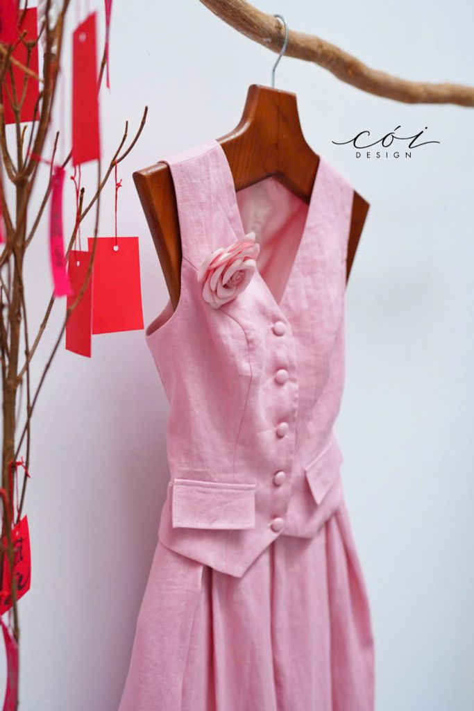 Chân váy xếp ly dáng dài Linen tưng premium Cói Design