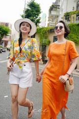 Áo croptop tay bí phối dây linen Cói Design