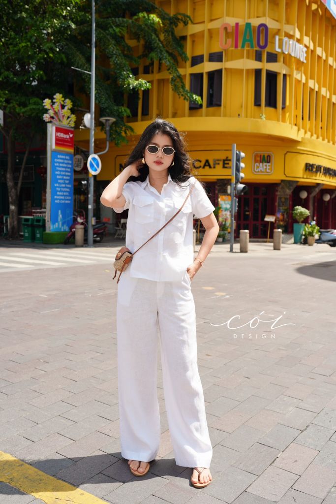 Áo 2 túi tay ngắn linen Cói Design