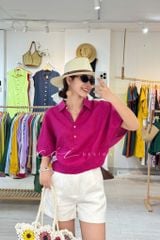 Áo sơ mi nút bọc tay liền Linen tưng premium Cói Design