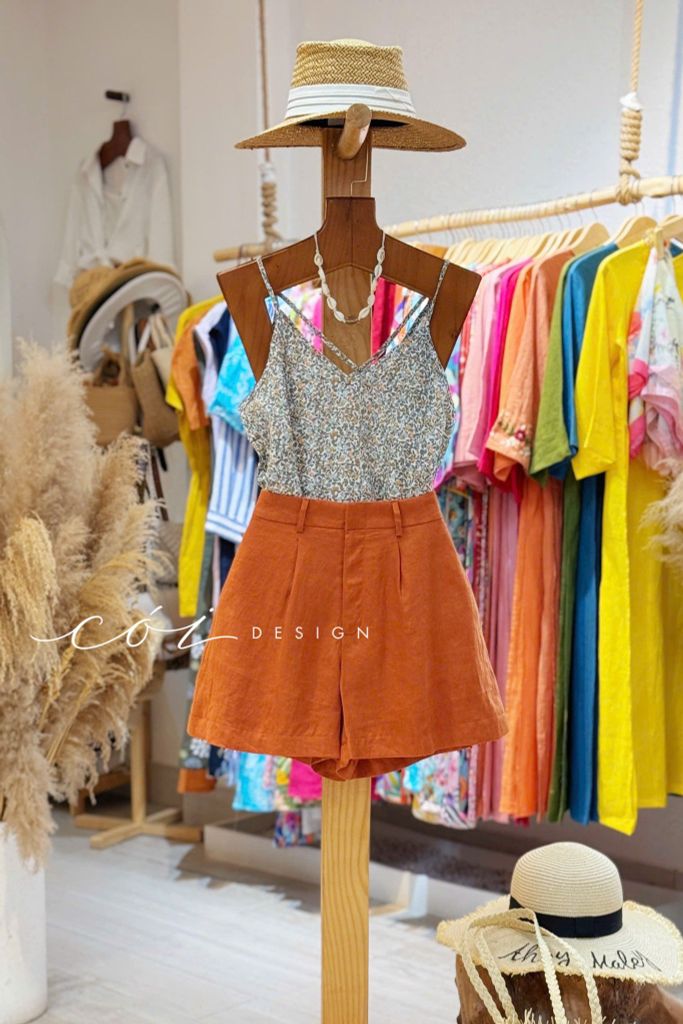 Áo 2 dây đan chéo linen Cói Design