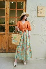 Chân váy tầng Linen tưng premium Cói Design