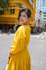 Áo tay phồng hàng nút bọc lưng linen tưng Cói Design