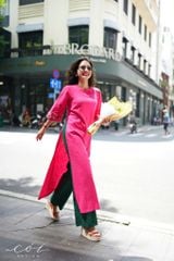 Áo dài thêu tay Song Hoa Linen tưng premium Cói Design